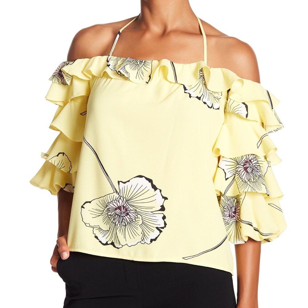 1.State Tiered Sleeve Off The Shoulder Top, Sundew, Size M, NWT